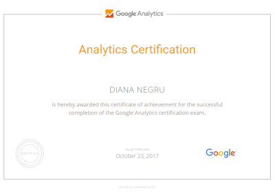 Analytics Certification Diana Negru